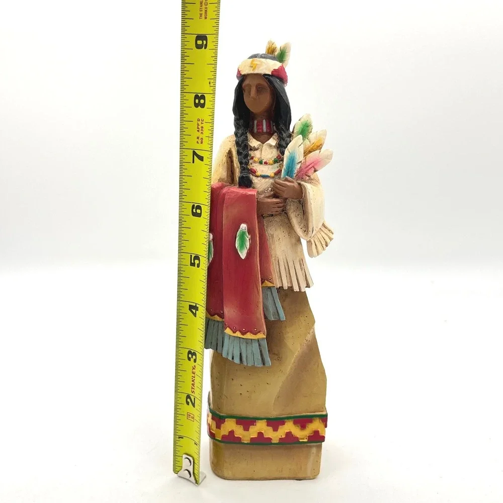Pacific Rim Native American Woman Figurine Feathers Blanket Resin Statue 67434